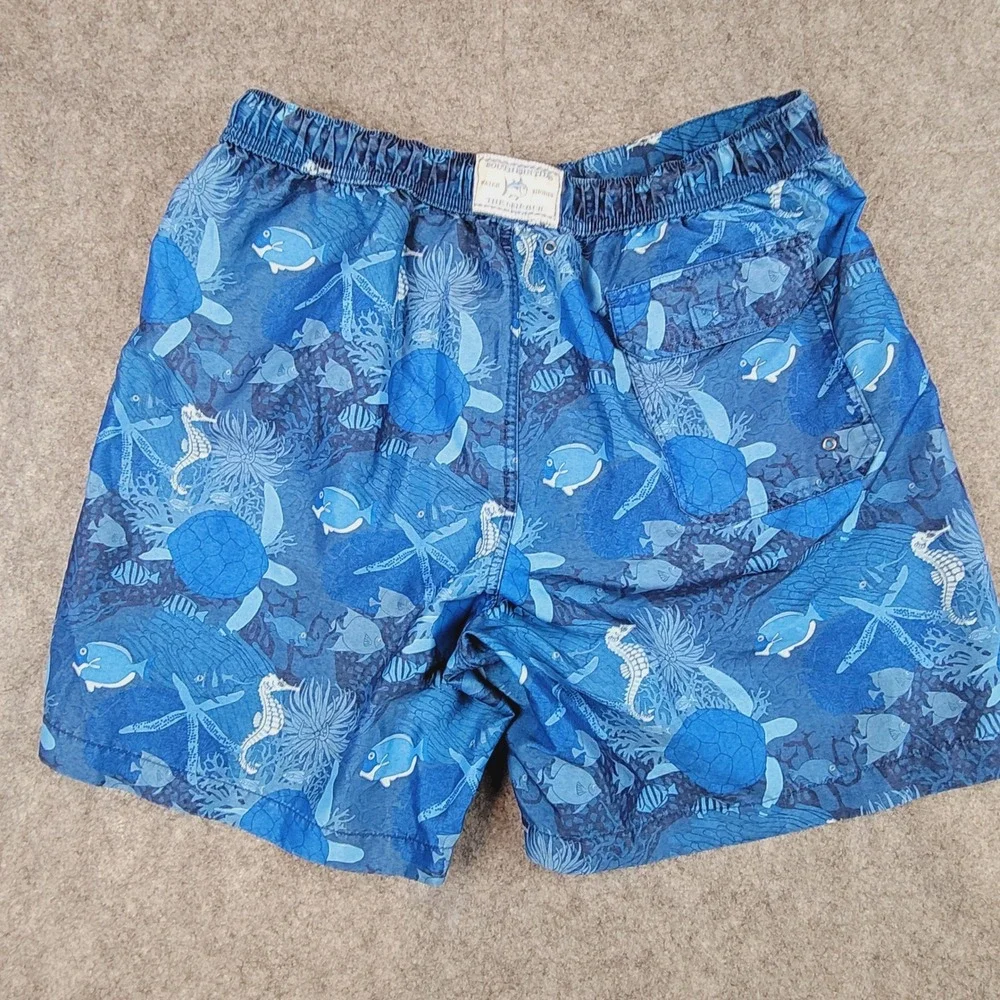 Southern Tide Skipjack Water Shorts‎ Mens Large Blue Sea Life Turtle Swim Trunks